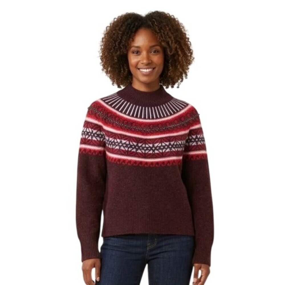 Rachel Zoe NWT Beaded Nordic Pattern Fair Isle Sweater Size L